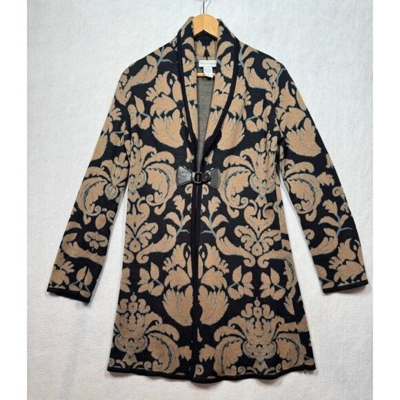 Soft Surroundings Wool Blend Cardigan Sweater Duster D'Orsay Print Women's Small - Picture 1 of 5